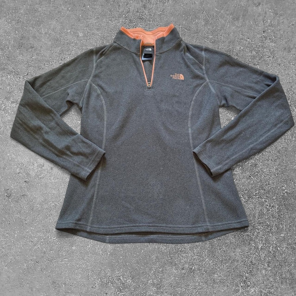 The North Face Womens Gray Fleece Quarter Zip Pullover Sweatshirt Size Medium